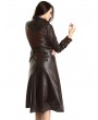 Pentagramme Brown Faux Leather Gothic Steampunk Trench Coat for Women