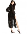 Pentagramme Black Gothic Sheer Long Sleeve Floral Lace Coat for Women
