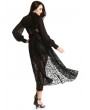 Pentagramme Black Gothic Sheer Long Sleeve Floral Lace Coat for Women