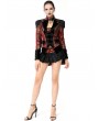 Pentagramme Red Vintage Jacquard Gothic  Tailcoat for Women