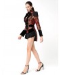 Pentagramme Red Vintage Jacquard Gothic  Tailcoat for Women