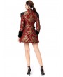 Pentagramme Red Vintage Jacquard Gothic  Tailcoat for Women