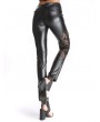 Pentagramme Black Gothic Vinyl Ribbed Pants for Women