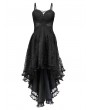 Pentagramme Black Gothic Sexy Embroidered Lace High-Low Party Dress