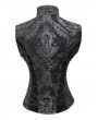 Pentagramme Black Vintage Gothic Baroque Jacquard Pattern Waistcoat for Women