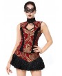 Pentagramme Red Vintage Gothic Baroque Jacquard Pattern Waistcoat for Women
