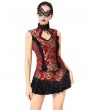 Pentagramme Red Vintage Gothic Baroque Jacquard Pattern Waistcoat for Women