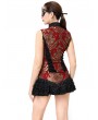 Pentagramme Red Vintage Gothic Baroque Jacquard Pattern Waistcoat for Women