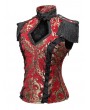 Pentagramme Red Vintage Gothic Baroque Jacquard Pattern Waistcoat for Women