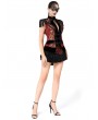 Pentagramme Red Gothic Baroque Style Brocade Tailed Waistcoat for Women