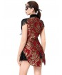 Pentagramme Red Gothic Baroque Style Brocade Tailed Waistcoat for Women