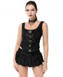 Pentagramme Black Gothic Vintage Brocade Waistcoat Top for Women