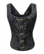 Pentagramme Black Gothic Vintage Brocade Waistcoat Top for Women