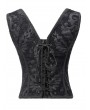 Pentagramme Black Gothic Vintage Brocade Waistcoat Top for Women