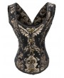 Pentagramme Gold Gothic Vintage Brocade Waistcoat Top for Women