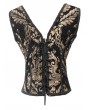 Pentagramme Gold Gothic Vintage Brocade Waistcoat Top for Women