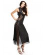 Pentagramme Black Gothic Sexy Leather Lace Split Sleeveless Long Dress