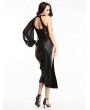 Pentagramme Black Gothic High Slit One-Shoulder Sexy Bodycon Dress