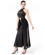 Pentagramme Black Gothic Cleopatra Sexy Halter Cutout Slit Long Dress