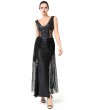 Pentagramme Black Gothic Sexy Punk Leather Lace Sleeveless Long Dress