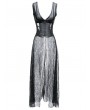 Pentagramme Black Gothic Sexy Punk Leather Lace Sleeveless Long Dress