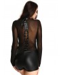 Pentagramme Black Sexy Gothic Sheer Zip Up Long Sleeve Short Jumpsuit