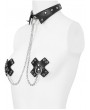 Devil Fashion Black Gothic Punk Spiked Belt Choker with Nipple Cover