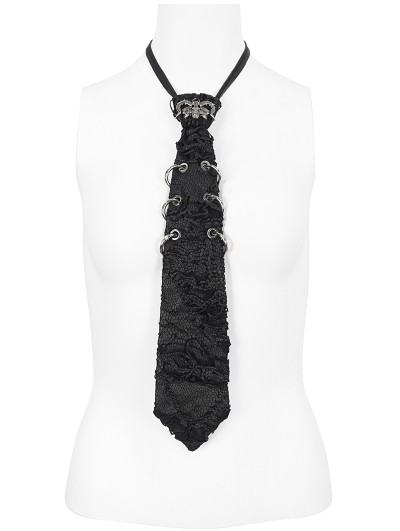 Devil Fashion Black Gothic Skull Punk Ring Stylish Necktie for Women