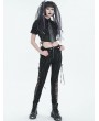 Devil Fashion Black Gothic Punk Chain Eyelet Neck Tie for Women