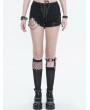 Devil Fashion Black Gothic Punk Asymmetrical Mesh Spliced Knee Socks