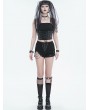 Devil Fashion Black Gothic Punk Asymmetrical Mesh Spliced Knee Socks