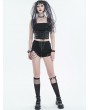 Devil Fashion Black Gothic Punk Asymmetrical Mesh Spliced Knee Socks