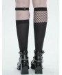 Devil Fashion Black Gothic Punk Asymmetrical Mesh Spliced Knee Socks