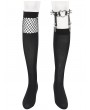 Devil Fashion Black Gothic Punk Asymmetrical Mesh Spliced Knee Socks