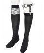 Devil Fashion Black Gothic Punk Asymmetrical Mesh Spliced Knee Socks