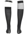 Devil Fashion Black Gothic Punk Asymmetrical Mesh Spliced Knee Socks