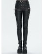 Devil Fashion Black Gothic Casual Punk Lace Up Slim Fit Pants for Women