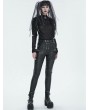 Devil Fashion Black Gothic Casual Punk Lace Up Slim Fit Pants for Women