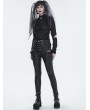 Devil Fashion Black Gothic Casual Punk Lace Up Slim Fit Pants for Women