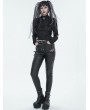 Devil Fashion Black Gothic Casual Punk Lace Up Slim Fit Pants for Women