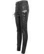 Devil Fashion Black Gothic Casual Punk Lace Up Slim Fit Pants for Women