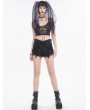 Devil Fashion Black Gothic Punk Stylish Detachable Two-Wear Flared Pants for Women
