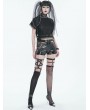 Devil Fashion Black Gothic Punk Cutout Patent Leather Hot Shorts for Women