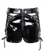 Devil Fashion Black Gothic Punk Cutout Patent Leather Hot Shorts for Women
