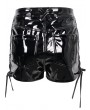 Devil Fashion Black Gothic Punk Cutout Patent Leather Hot Shorts for Women