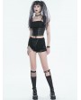 Devil Fashion Black Gothic Punk Ripped Layered Chain Hot Shorts for Women