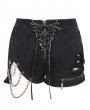 Devil Fashion Black Gothic Punk Ripped Layered Chain Hot Shorts for Women