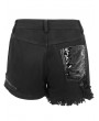 Devil Fashion Black Gothic Punk Ripped Layered Chain Hot Shorts for Women