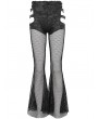 Devil Fashion Black Gothic Sexy Cutout Mesh Long Flared Pants for Women