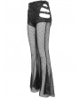 Devil Fashion Black Gothic Sexy Cutout Mesh Long Flared Pants for Women